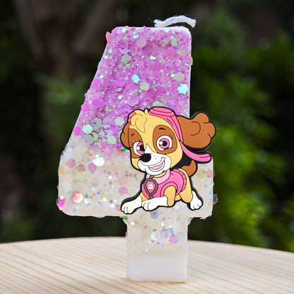 Paw Patrol Candle 0-9 Number Candle Paw Patrol Cartoon Character Party Cake Plug-in Birthday Cake Decoration Baby Shower Gift
