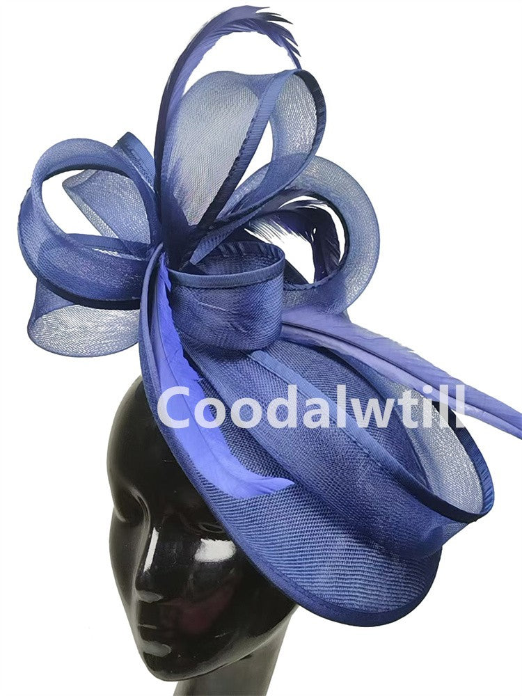 Noiva Casamento Malha Fascinators Chapéu Igreja Senhoras Mulheres Derby Chapéu Grande Fascinator Festa Evento Enfeite de Cabeça Noiva Casamento Pillbox Cap
