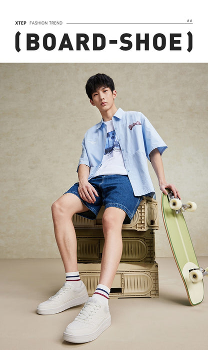 Tênis de Skate Xtep Masculino 2024 Verão Resistente ao Desgaste Sapatos de Skate Estáveis e Macios Tênis de Lazer ao Ar Livre 876319310029