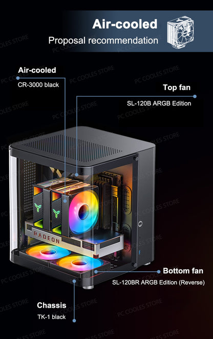 JONSBO SL-120 White/Black 120mm Case Fan 5V 3PIN ARGB Silent CPU Cooler Fan 4PIN PWM Serializable Reverse Fan