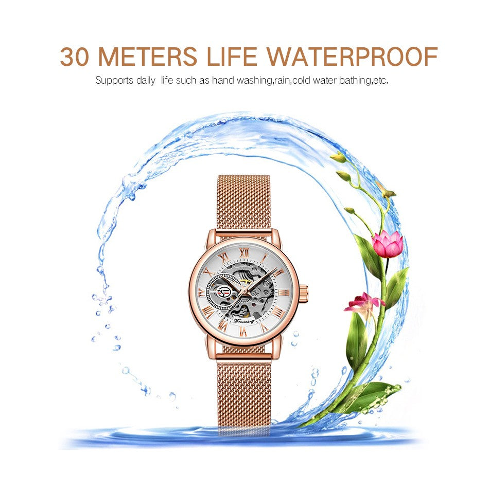 Forsining 099L Girl Bracelet Mechanical Watch With Manual Hand Wind Mechanical Wristwatch Mesh strap Female Watch Reloj Mujer