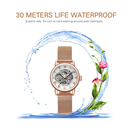Forsining 099L Girl Bracelet Mechanical Watch With Manual Hand Wind Mechanical Wristwatch Mesh strap Female Watch Reloj Mujer