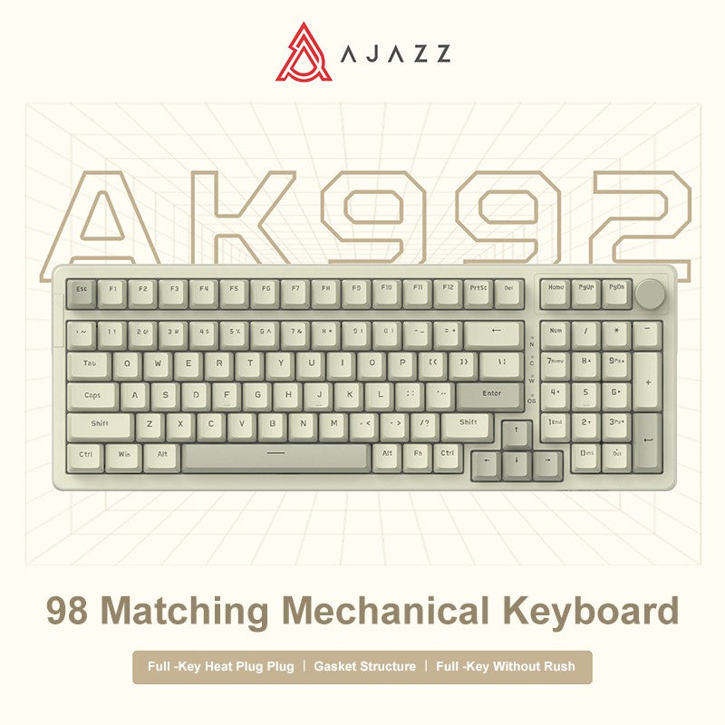 Teclado Mecânico com Fio Ajazz AK992, Layout Completo de 98 Teclas, Hot-Swap, Teclado USB para Jogos, Botão de Tecla Multimídia para Desktop PC Laptop