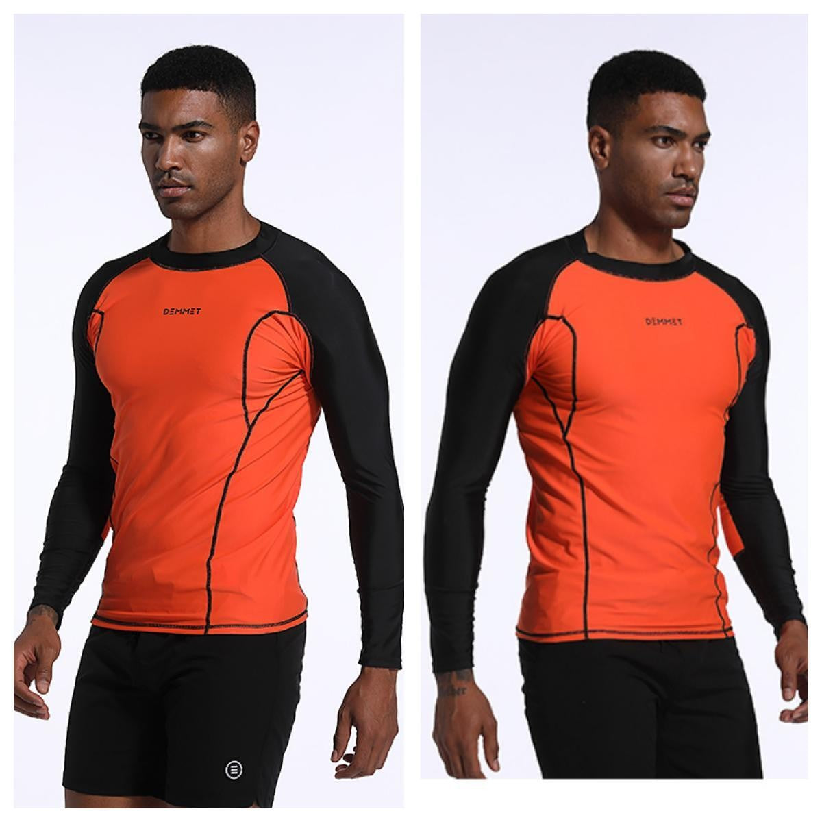 DEMMET Mens Swimwear Long Sleeve Rash Guard Swimming Surf T-Shirt UV Protection Quick Dry Beach Tight Surf Diving Clothes 120KG