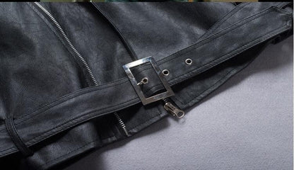 Black White Faux Leather Jacket Spring Autumn Slim Fit Men's Motorcycle Jacket With Zipper Casual Male Coat Outerwear Tops