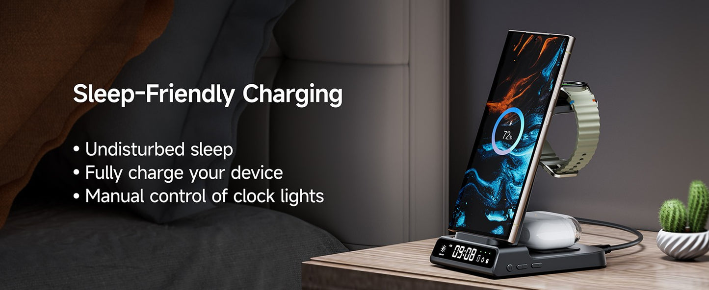 SwanScout C01 Charging Station for Samsung S25 S24 Ultra S23 Z Flip Z Fold Wireless Charger for Galaxy Watch 8 7 for Buds 3 Pro