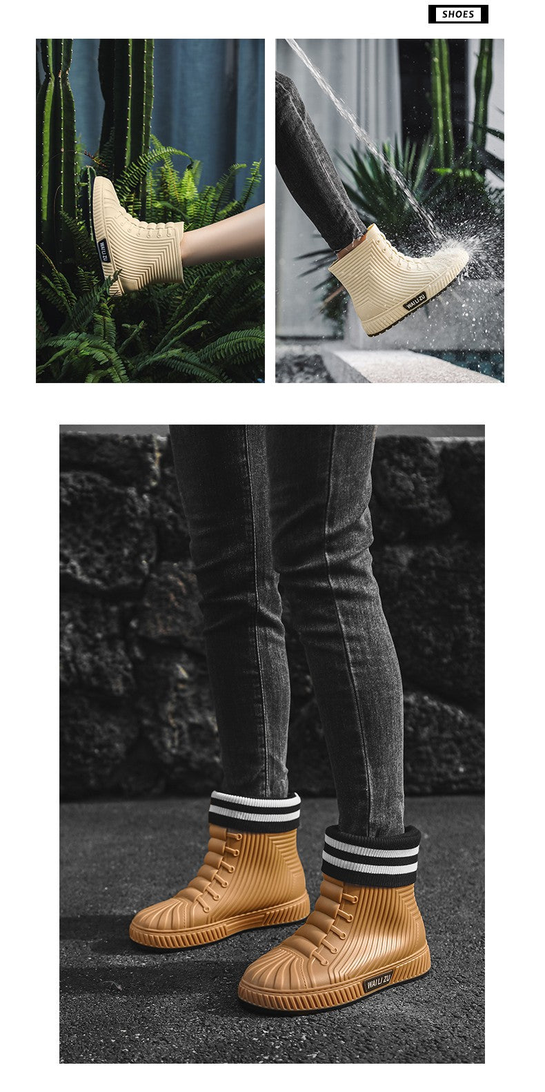 Versatile Casual Short-barreled Waterproof Shoes Men Women Lined With Fleece Warmth Anti-slip Wear-resistant Outdoors Rain Boots