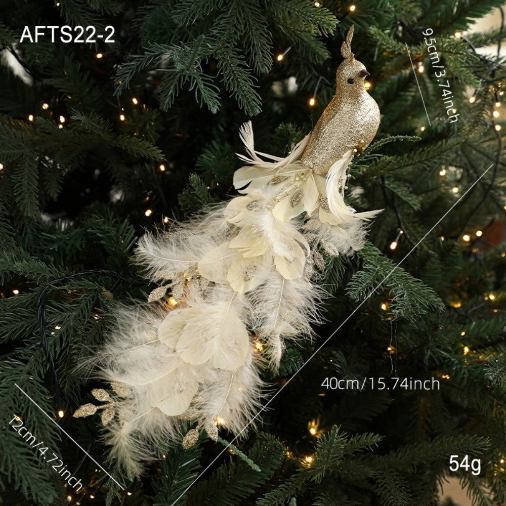 Elegant Realistic Glitter Christmas Peacock Ornaments Glitter Simulate Faux Peacock Simulation Bird Decor Holiday Season