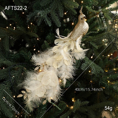 Elegant Realistic Glitter Christmas Peacock Ornaments Glitter Simulate Faux Peacock Simulation Bird Decor Holiday Season