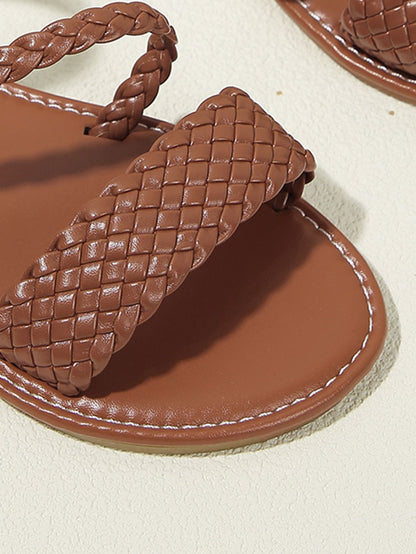 Women's Casual Flat Sandals Braided Design Popular Brown Color Comfortable Shoes for Everyday Wear