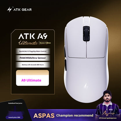 Mouse Gamer Sem Fio ATK A9 Ultra A9/A9 SE/A9 Plus/A9 Pro Tri Mode 8K Mouse Gamer 53g Leve Presente E-sports PC Personalizável