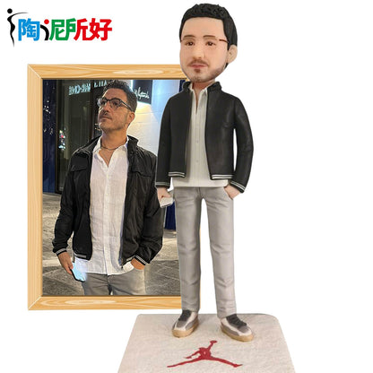 Custom Handmade Bobblehead Figure, Personalized Clay Doll on Photos,Real person figurine 3D Customization,Christmas Gift for Men
