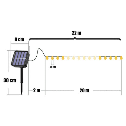 Solar String Lights Outdoor 200 LED Crystal Globe Lights Waterproof Solar Festoon Fairy Light for Garden Christmas Party Decor