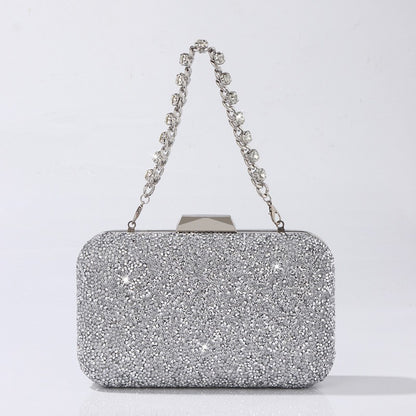 Luxury Elegant Sequined Clutch Bag Trendy Glitter Diamonds Metal Buckle Evening Bag Wedding Clutch Handbag Shoulder Bag Chain
