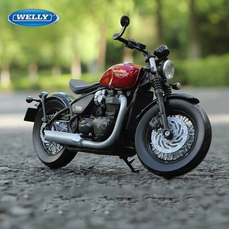 WELLY 1:12 Triumph Bonneville Bobber Miniatura de Liga de Motocicleta de Brinquedo Simulação de Brinquedo de Metal Fundido de Motocicleta para Crianças