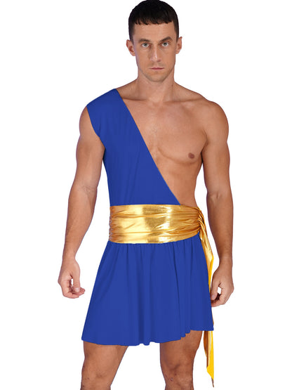 Mens Roman Toga Costume Ancient Greek Gods Senator Emperor Robe Uniform Halloween Party Cosplay Role Play Fancy Dress