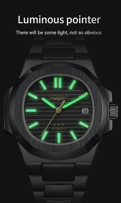 Men automatic watch business date mechanical watches waterproof stainless steel luminous luxury mens watch boyfriend gift