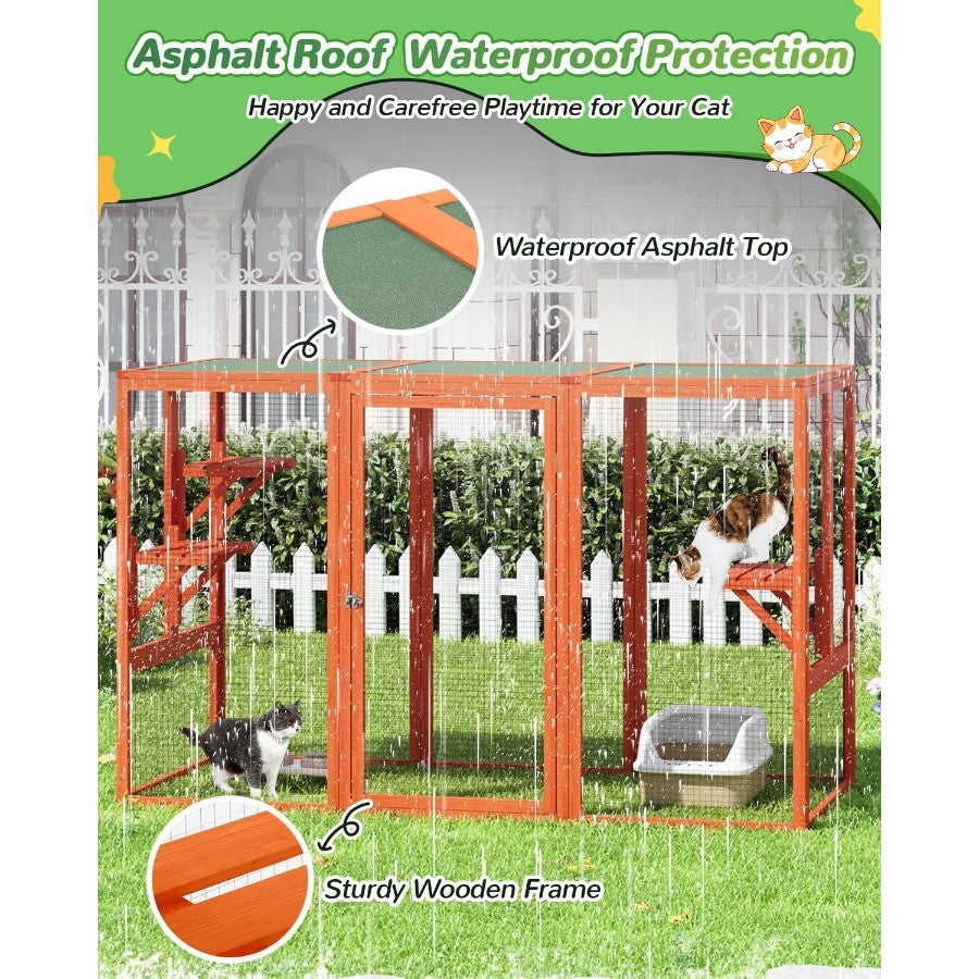 Catio Recinto Externo para Gatos 71 para Gatos no Pátio Grande Gaiola para Gatos à Prova de Intempéries com Acesso à Janela Ideal para Relaxamento ao Ar Lívre