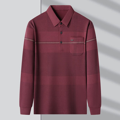 Luxury Quality Men's Polo Shirt Striped Print Pocket Short Sleeve Autumn Lapel T-Shirt Business Classic Casual Trend Menswear