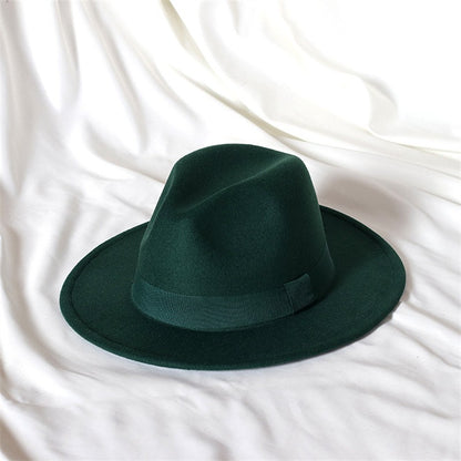 Leather Pink Fedora Wide brimmed Jazz Hat Autumn/Winter Classic Elegant Panama Hat Gentleman Hat Wholesale Sombrero