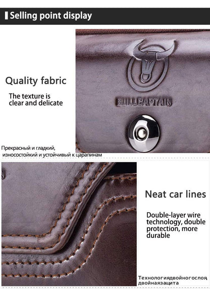 BULLCAPTAIN  MEN'S Leather BELT WAIST Bag Military Fanny PACK Molle Small Money Phone WAIST PACK Bum Pouch PURSE