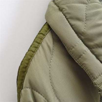 PB&ZA2024 Winter New Women's Clothing Style Simple  Loose  Warm  Windproof  Stand up Collar  Lightweight Cotton Jacket