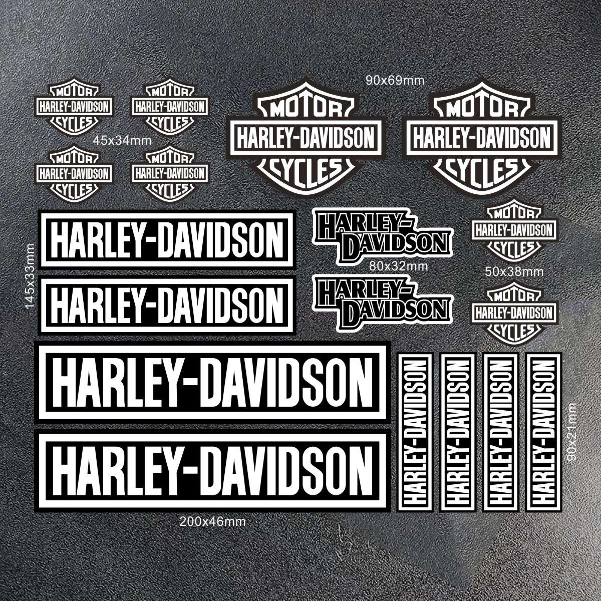Kit Adesivo Refletivo Harley Davidson Logotipo Tanque Capacete Moto Emblema Letras Decalque