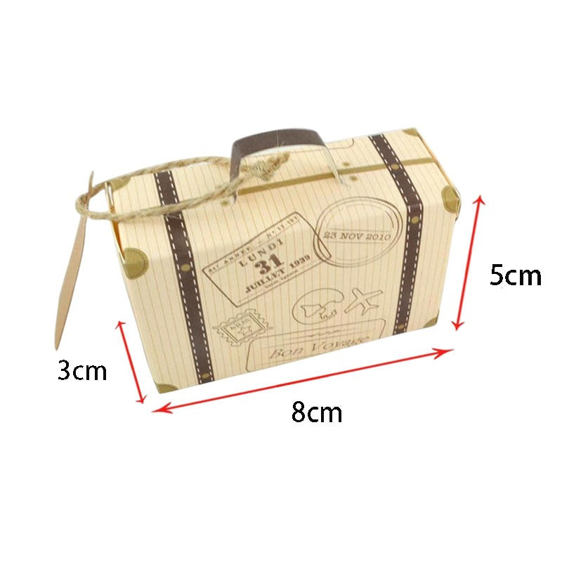 10/20/50pcs Mini Travel Suitcase Candy Box Kraft Paper Chocolate Favor Gift Box Packaging Bag Wedding Birthday Party Decoration