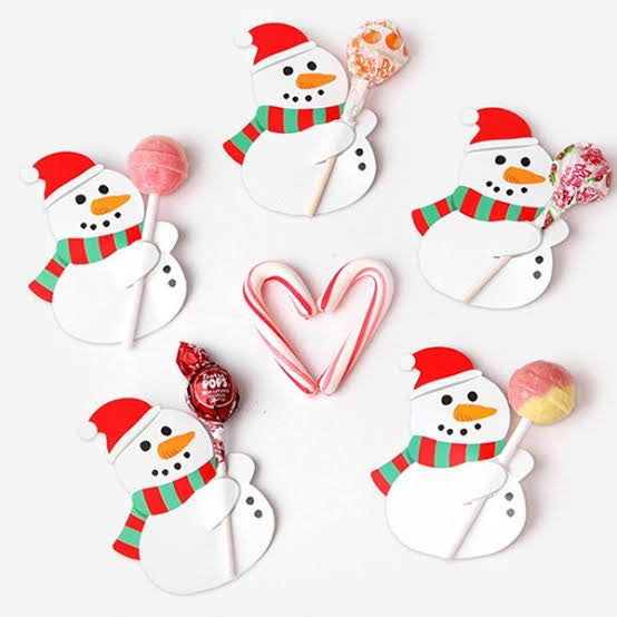 Christmas Lollipop Paper Cards Cartoon Santa Claus Penguin Snowman Kids Candy Gifts Package Wrapping New Year Party Decoration