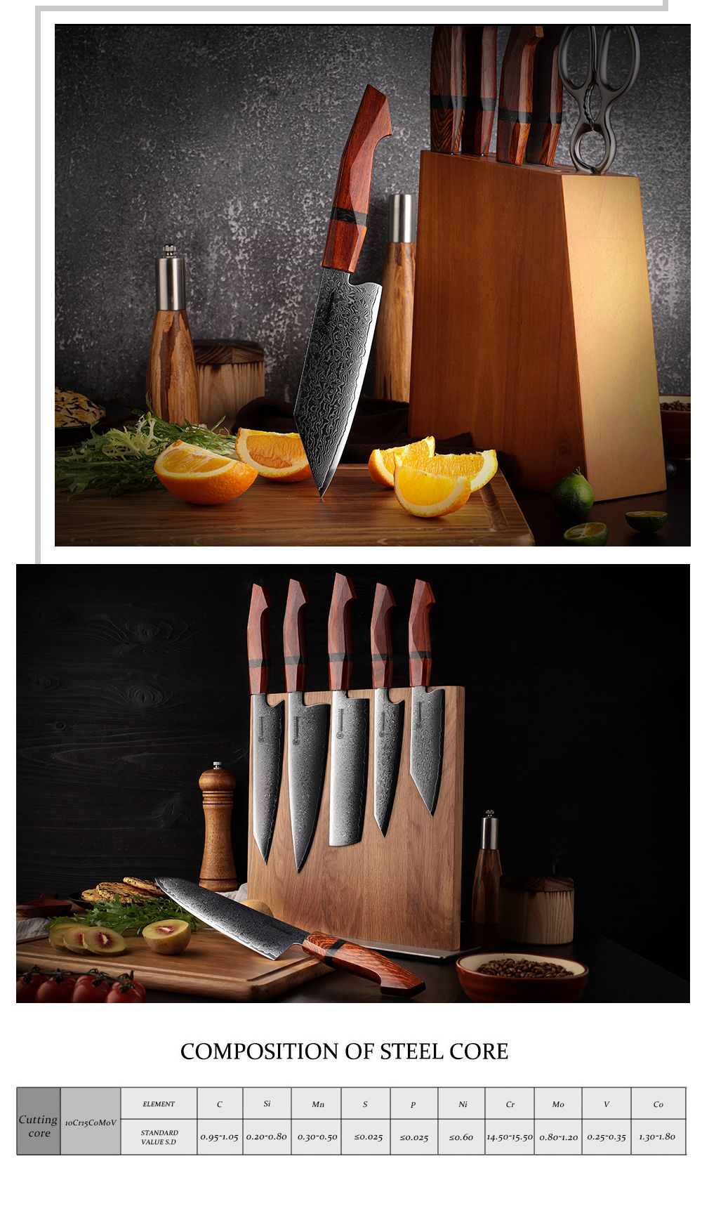 Faca Bunka Grandsharp 5.5'' Damasco 67 Camadas Aço 10Cr15C0Mov Para Cortar Vegetais Frutas Facas de Cozinha com Cabo de Sândalo