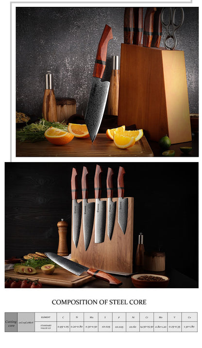 Faca Bunka Grandsharp 5.5'' Damasco 67 Camadas Aço 10Cr15C0Mov Para Cortar Vegetais Frutas Facas de Cozinha com Cabo de Sândalo