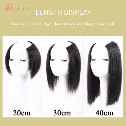 MEIFAN Peruca Sintética Longa e Lisa em U com Meia Cabeça para Mulheres, Clipes Pretos e Castanhos em Extensão de Cabelo, Apliques Naturais e Falsos