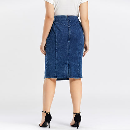 Women Plus Size Knitted Spring And Autumn Denim Fashion Skirt