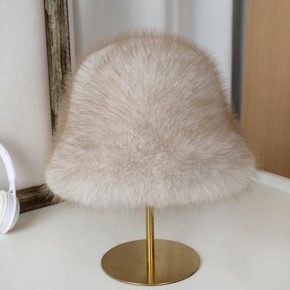 Winter Fluffy Fur Bucket Hat For Women Warm Plush Fisherman Hat Thicken Plush Ear Protection Cap Outdoor Windproof Panama Caps