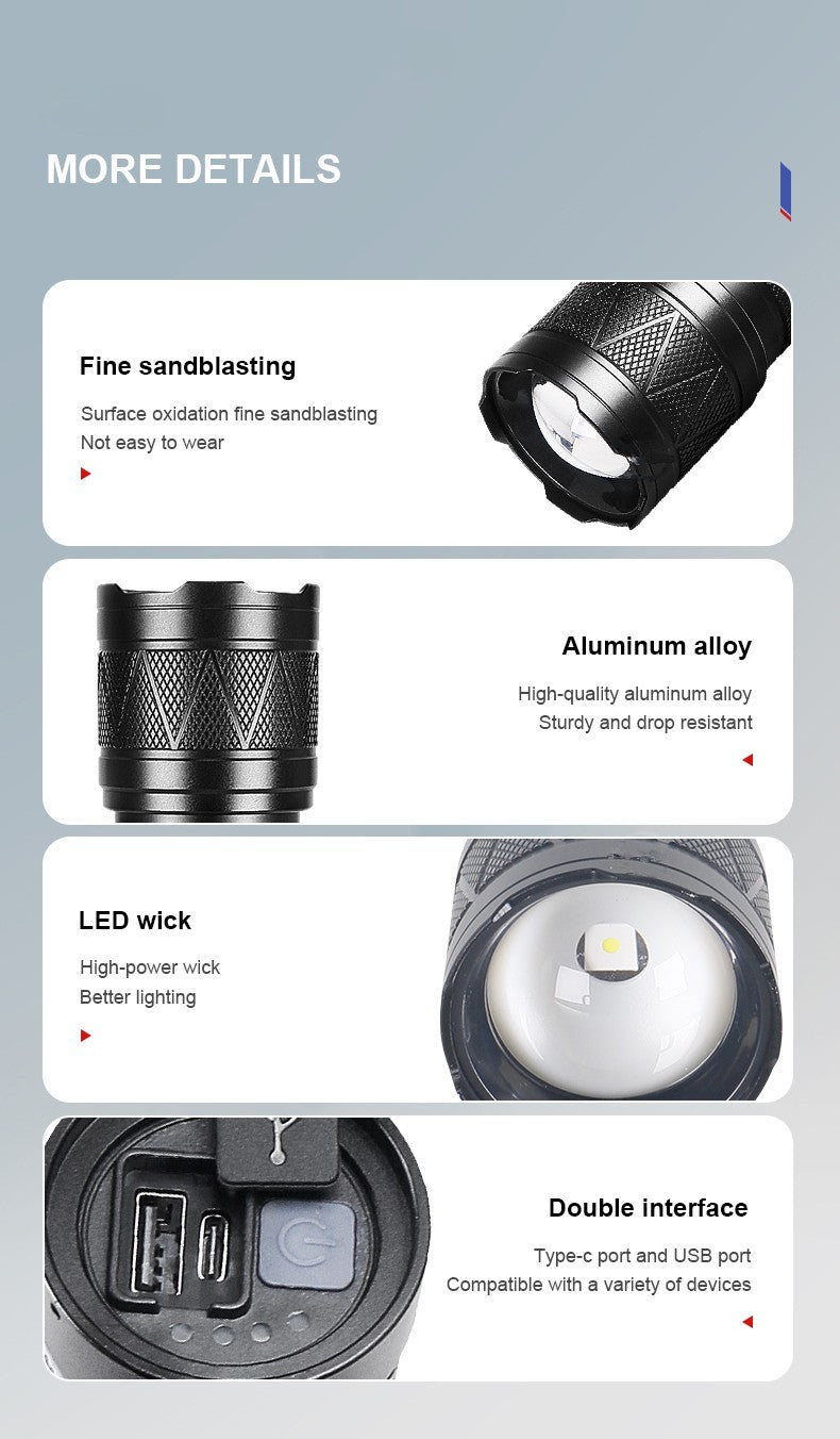 2025 New 15000mAh White Laser Flashlights 990000LM Ultra Powerful Flashlight Zoom USB Rechargeable Lantern Outdoor Camping Torch