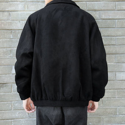 Men's Fashion Vibe Style Faux Suede Oversized Casual Jacket Autumn Streetwear Trendy Bomber with Premium Look