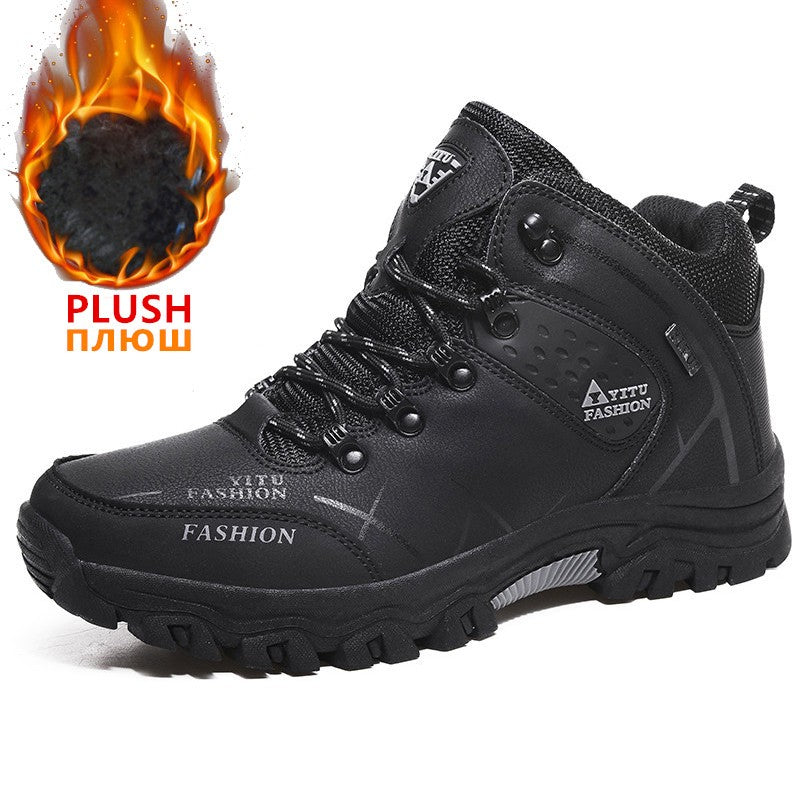 Botas de Neve Masculinas de Inverno Impermeáveis de Couro Tênis Super Quentes Botas Masculinas Botas de Caminhada ao Ar Livre Sapatos de Trabalho Tamanho 39-47