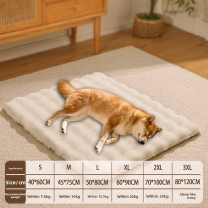 Tapete para Animais de Estimação Quente e Antiderrapante para Cachorros, Cama de Pelúcia de Cor Sólida para Todas as Estações