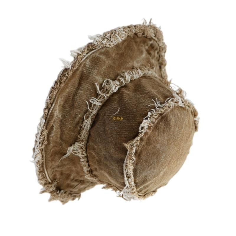 Chapéu Bucket Desfiado para Adulto, de Férias, Primavera, Proteção Solar, Chapéu de Pescador Desgastado