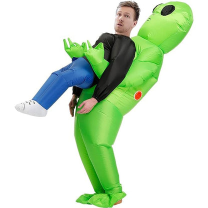 Funny Alien Cosplay Costume Inflated Garment Scary Green Alien Costumes for Women Men Boys Girls Halloween Carnival Clothes