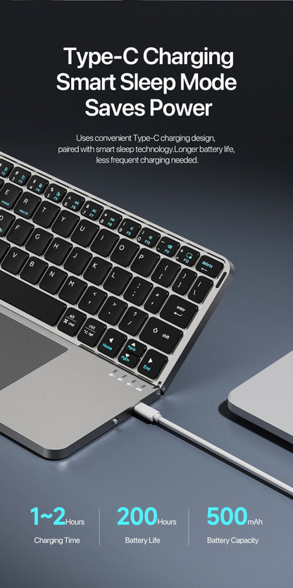 Teclado dobrável Bluetooth 5.0 DUX DUCIS com Touchpad e suporte de telefone para celulares, tablets e PCs com iOS, Android, Windows e Mac