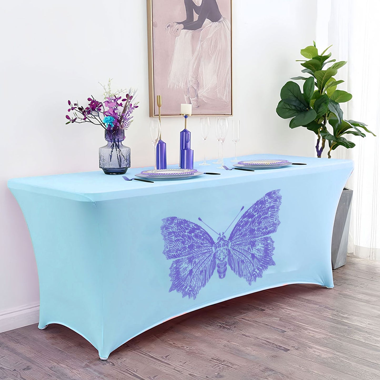 Hot Selling 6ft Trade Show Polyester Tablecloths Waterproof Fitted Stretch Spandex Table Cover Custom Printed Logo for Banquets