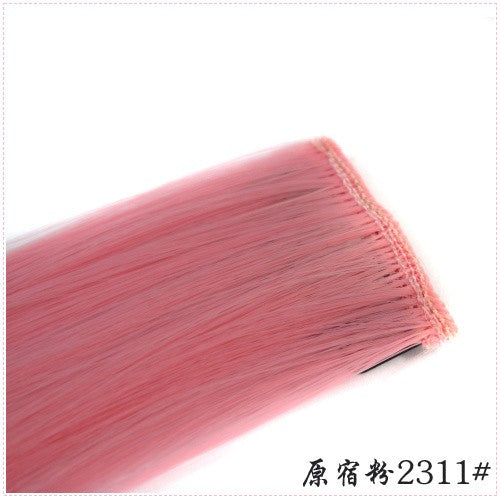 LIHUI Longo Liso Colorido Aplique de Cabelo Extensões de Cabelo com Clipe Mechas Arco-Íris Destaque Cabelo Sintético Rosa em Clipe