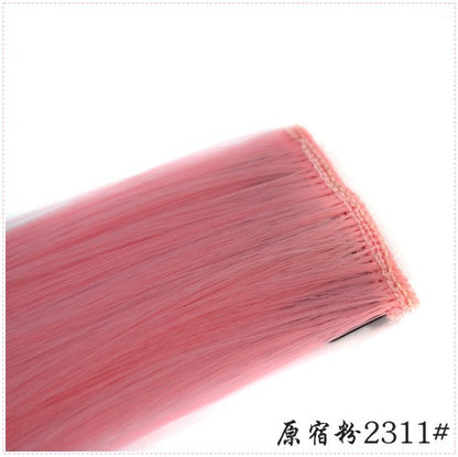 LIHUI Longo Liso Colorido Aplique de Cabelo Extensões de Cabelo com Clipe Mechas Arco-Íris Destaque Cabelo Sintético Rosa em Clipe