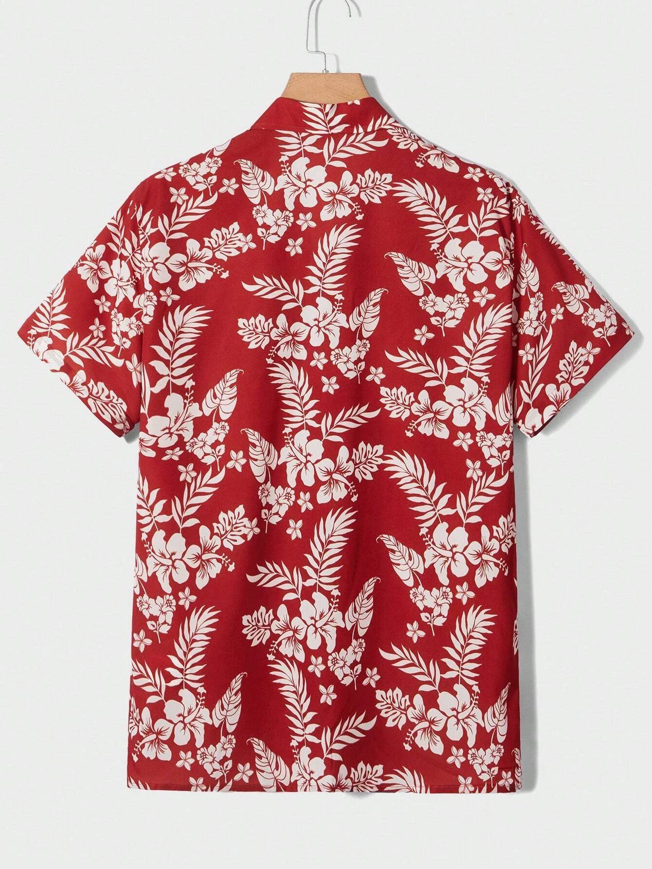 Summer men's new tropical 3D printing lapel short-sleeved shirt Hawaiian casual daily wearing large size