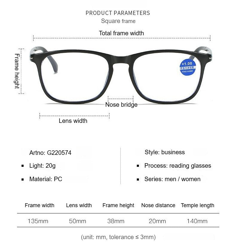 Presbyopia Eyeglasses for Man and Woman Unisex Comfortable Eyewear Ultra Lightweight Anti Blue Light Blocking HD Reading Glasses