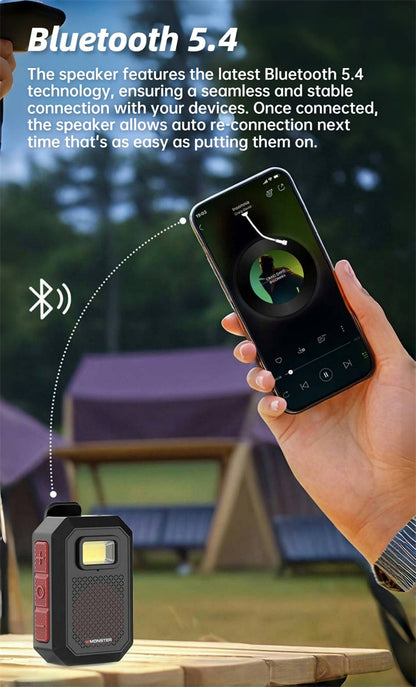 Monster X901 TWS Stereo Bluetooth Speaker Wearable Magnetic Clip-on Portable Bluetooth Sound Box IPX67 Waterproof Subwoofer
