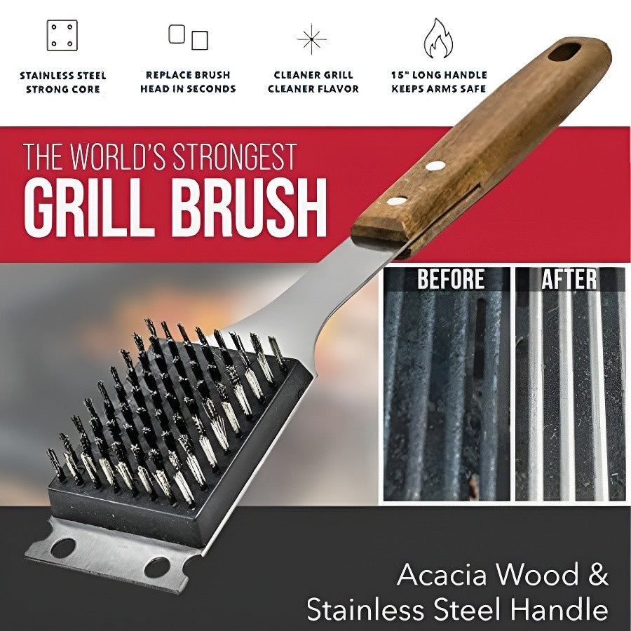 Steel BBQ Brush Grill and Scraper BBQ Cleaner Brush Perfect Tools - Rust Resistant Stainless Steel Barbecue Cleaner