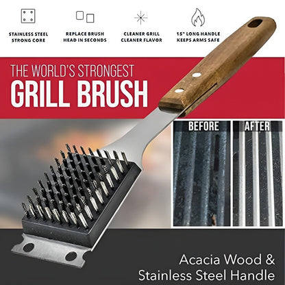 Steel BBQ Brush Grill and Scraper BBQ Cleaner Brush Perfect Tools - Rust Resistant Stainless Steel Barbecue Cleaner