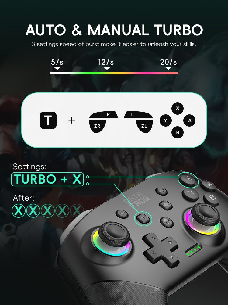 Wireless Pro Gamepad Joystick for Switch 2 / OLED / Lite, Bluetooth Controller with Turbo, Dual Vibration & 1000mAh Battery